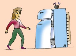 Девушка с холодильником